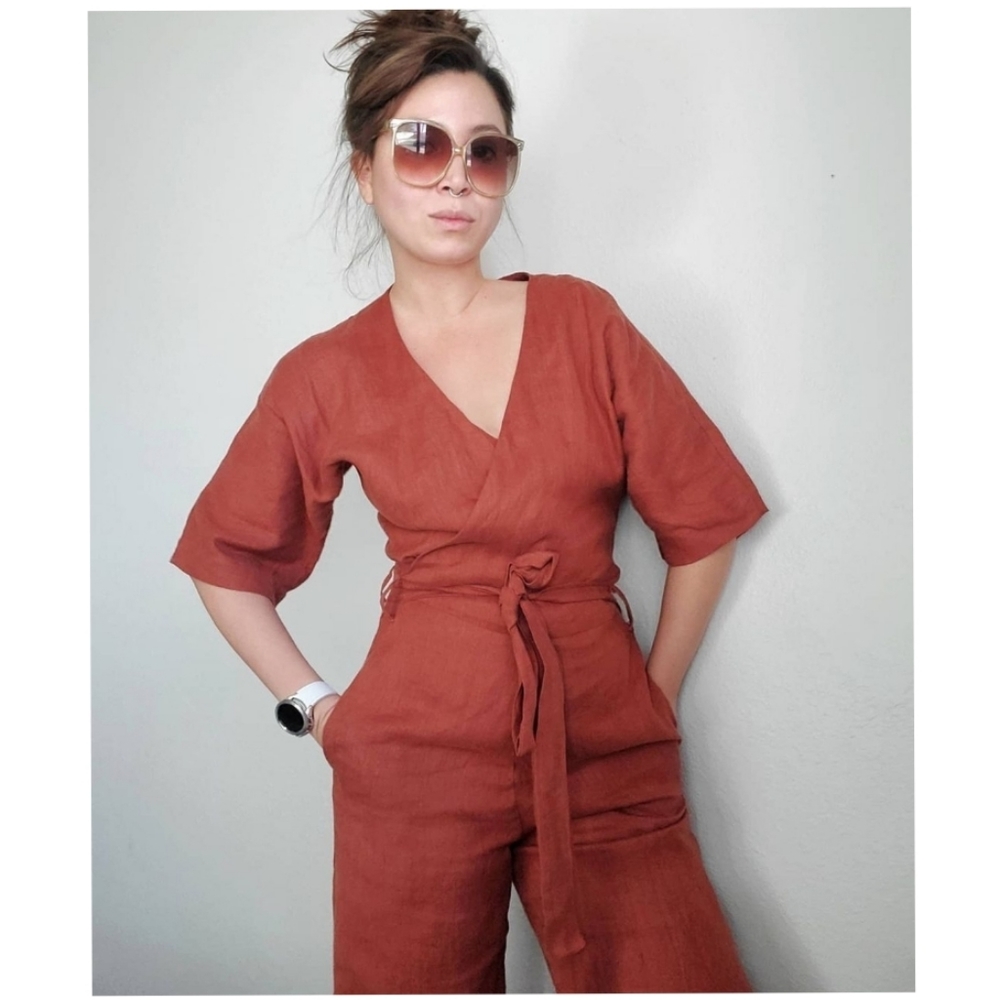 Rust Linen Romper/pantsuit